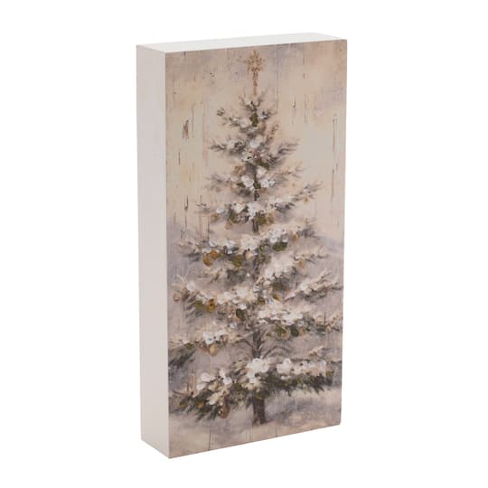 Melrose 10" Rustic Christmas Tree Block Signs, 2ct.